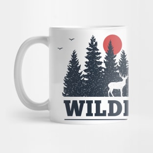 Wild Life, Deer, Black Design Mug